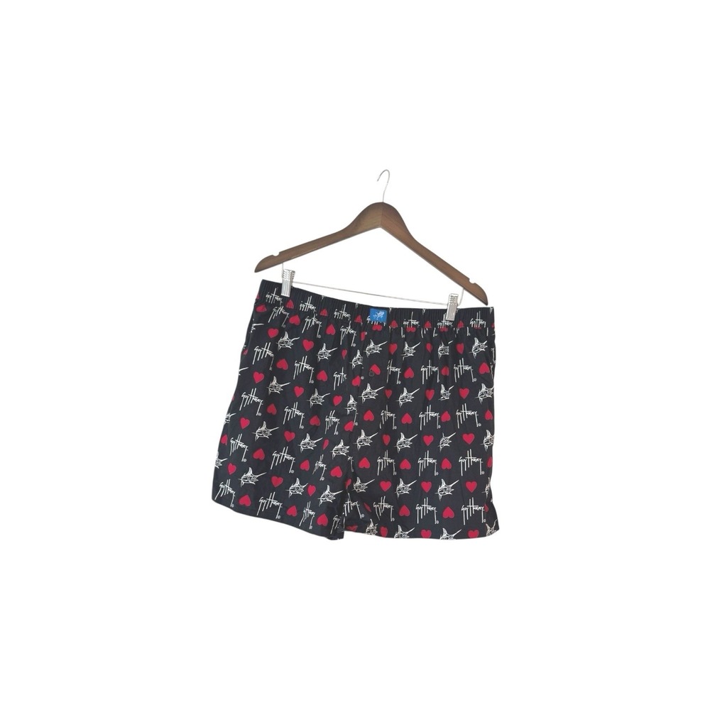 Guy Harvey Aftco Bluewater Mens XL Boxer Shorts Black Hearts Marlin Fish Cotton